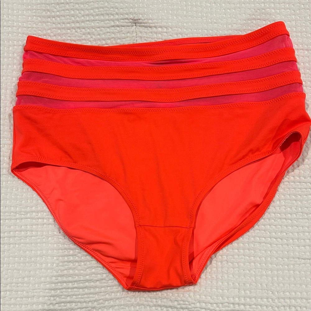 KIAVA High-Waisted Swim Bottoms - Red and Pink